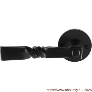 GPF Bouwbeslag Smeedijzer 6245.60-00L/R Nokka deurkruk op ronde rozet 53x5 mm links-rechtswijzend smeedijzer zwart - A21009595 - afbeelding 1