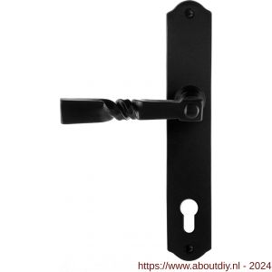 GPF Bouwbeslag Smeedijzer 6245.60L/R PC92 Nokka deurkruk op schild 238x41x4 mm PC 92 mm links-rechtswijzend smeedijzer zwart - A21010432 - afbeelding 1
