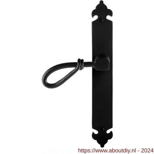 GPF Bouwbeslag Smeedijzer 6255.60L blind Sula deurkruk op langschild 291x41x4 mm blind linkswijzend smeedijzer zwart - A21009539 - afbeelding 1