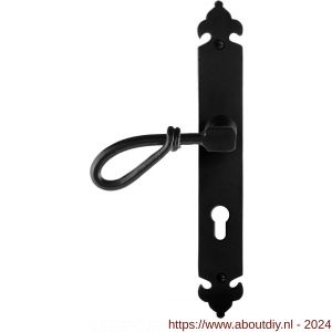 GPF Bouwbeslag Smeedijzer 6255.60L PC72 Sula deurkruk op langschild 291x41x4 mm PC 72 mm linkswijzend smeedijzer zwart - A21009543 - afbeelding 1