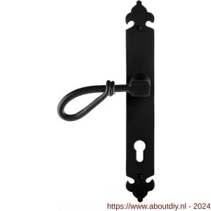 GPF Bouwbeslag Smeedijzer 6255.60L PC85 Sula deurkruk op langschild 291x41x4 mm PC 85 mm linkswijzend smeedijzer zwart - A21009545 - afbeelding 1