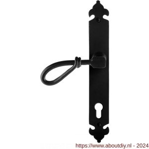 GPF Bouwbeslag Smeedijzer 6255.60L PC92 Sula deurkruk op langschild 291x41x4 mm PC 92 mm linkswijzend smeedijzer zwart - A21009547 - afbeelding 1