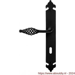 GPF Bouwbeslag Smeedijzer 6255.60L/R PC55 Tane deurkruk op langschild 291x41x4 mm PC 55 mm links-rechtswijzend smeedijzer zwart - A21010433 - afbeelding 1