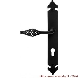 GPF Bouwbeslag Smeedijzer 6265.60L/R PC72 Tane deurkruk op langschild 291x41x4 mm PC 72 mm links-rechtswijzend smeedijzer zwart - A21010437 - afbeelding 1