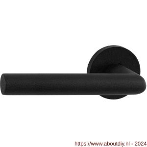 GPF Bouwbeslag Entree 810VZL L-haaks model 19 mm deurkruk gatdeel op rozet 53x6 mm linkswijzend zwart structuur - A21010222 - afbeelding 1