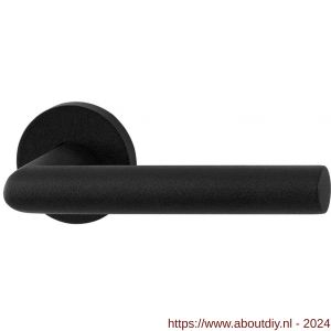 GPF Bouwbeslag Entree 810VZR L-haaks model 19 mm deurkruk gatdeel op rozet 53x6 mm rechtswijzend zwart structuur - A21010223 - afbeelding 1