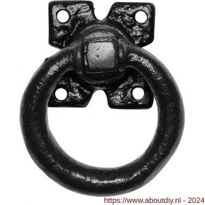Kirkpatrick KP0911 ring 76 mm op plaat 63 mm met krukstift smeedijzer zwart - A21000099 - afbeelding 1