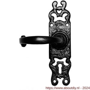 Kirkpatrick KP2495L deurkruk gatdeel op schild 184x50 mm blind linkswijzend smeedijzer zwart - A21003029 - afbeelding 1