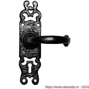 Kirkpatrick KP2495R deurkruk gatdeel op schild 184x50 mm blind rechtswijzend smeedijzer zwart - A21003031 - afbeelding 1