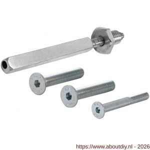 GPF Bouwbeslag GPFAG0319 bevestigingsset voor veiligheids beslag deurdikte 104 mm knop-kruk 2x M8x110-1x M6x110 en wisselstift M10x16-8x125 mm 10.9 - A21019936 - afbeelding 1