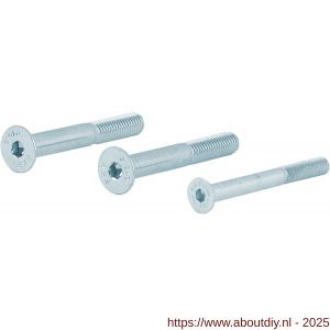GPF Bouwbeslag AG0334 binnenzeskantbout PK DIN 7991 10.9 galvanisch verzinkt voor set veiligheids schilden tot deurdikte 54 mm 2x M8x60/1x M6x60 mm gegalvaniseerd - A21016472 - afbeelding 1