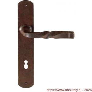 Utensil Legno FM026R M deurkruk gatdeel op schild 245x40 mm blind met veer gepatenteerd systeem rechtswijzend roest - A21006993 - afbeelding 1