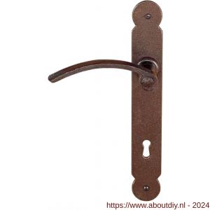Utensil Legno FM365L M deurkruk gatdeel op schild 240x35 mm blind met veer gepatenteerd systeem linkswijzend roest - A21007180 - afbeelding 1