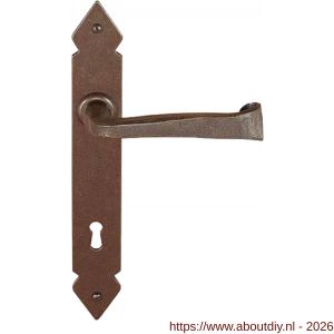 Utensil Legno FM375 M deurkruk op schild 245x35 mm blind met veer gepatenteerd systeem roest - A21007230 - afbeelding 1