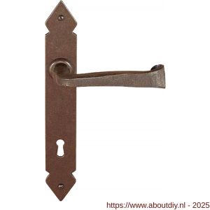 Utensil Legno FM375R M deurkruk gatdeel op schild 245x35 mm blind met veer gepatenteerd systeem rechtswijzend roest - A21007240 - afbeelding 1