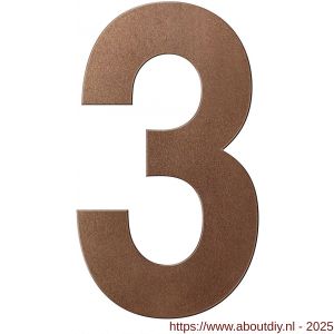 GPF Bouwbeslag Anastasius 9800.A2.0400-3 huisnummer 3 400 mm Bronze blend - A21010938 - afbeelding 1