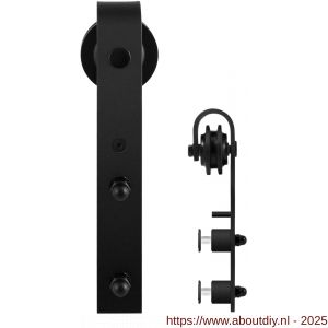 GPF Bouwbeslag ZwartWit 0500.61G enkele schuifdeurhanger Lanka voor glazen schuifdeuren zwart - A21013071 - afbeelding 1