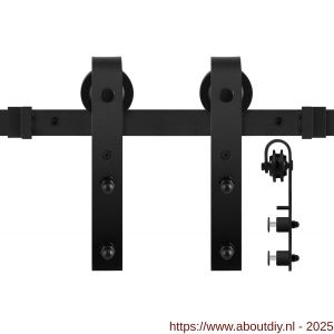 GPF Bouwbeslag ZwartWit 0500.61G schuifdeursysteem Lanka 220 cm voor glazen schuifdeuren zwart - A21013077 - afbeelding 1