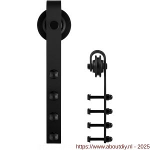 GPF Bouwbeslag ZwartWit 0501.61 enkele schuifdeurhanger Raskas zwart - A21008411 - afbeelding 1