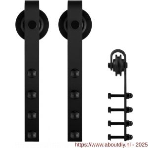 GPF Bouwbeslag ZwartWit 0501.61 schuifdeurhanger set Raskas zwart voor extra deur zwart - A21008412 - afbeelding 1