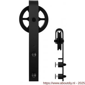 GPF Bouwbeslag ZwartWit 0502.61G enkele schuifdeurhanger Teho voor glazen schuifdeuren zwart - A21013080 - afbeelding 1