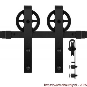 GPF Bouwbeslag ZwartWit 0502.61G schuifdeursysteem Teho 200 cm voor glazen schuifdeuren zwart - A21013085 - afbeelding 1