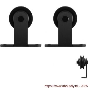 GPF Bouwbeslag ZwartWit 0510.61 schuifdeurhanger set Osa zwart voor extra deur zwart - A21008186 - afbeelding 1