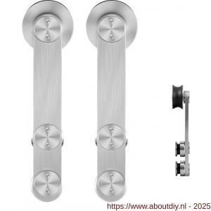 GPF Bouwbeslag RVS 0515.09 schuifdeurhanger set Linja RVS voor extra deur RVS geborsteld - A21008418 - afbeelding 1