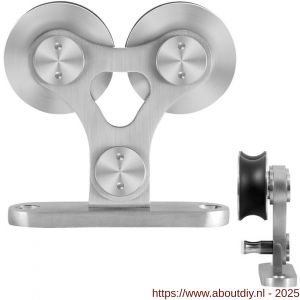 GPF Bouwbeslag RVS 0516.09 enkele schuifdeurhanger Twin RVS RVS geborsteld - A21007910 - afbeelding 1