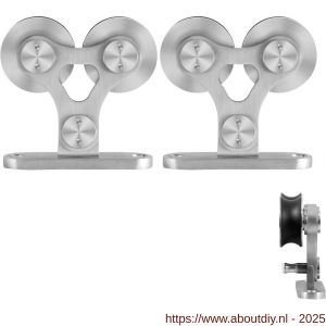 GPF Bouwbeslag RVS 0516.09 schuifdeurhanger set Twin RVS voor extra deur RVS geborsteld - A21008189 - afbeelding 1