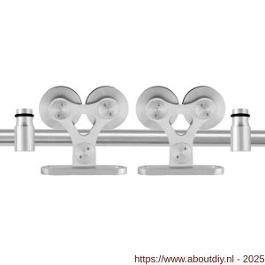 GPF Bouwbeslag RVS 0516.09 schuifdeursysteem Twin RVS 200 cm RVS geborsteld - A21007846 - afbeelding 1