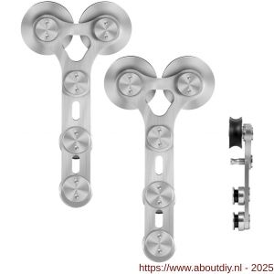 GPF Bouwbeslag RVS 0517.09 schuifdeurhanger set Pyramidi RVS voor extra deur RVS geborsteld - A21008420 - afbeelding 1