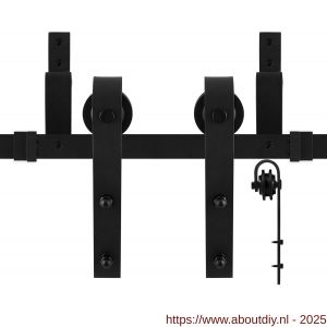 GPF Bouwbeslag ZwartWit 0550.61 dubbel schuifdeursysteem Lanka 183 cm zwart - A21007863 - afbeelding 1