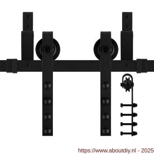 GPF Bouwbeslag ZwartWit 0551.61 dubbel schuifdeursysteem Raskas 400 cm (2x200 cm) zwart - A21008383 - afbeelding 1