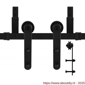 GPF Bouwbeslag ZwartWit 0557.61 dubbel schuifdeursysteem Varsi 183 cm zwart - A21007879 - afbeelding 1