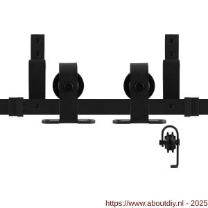 GPF Bouwbeslag ZwartWit 0558.61 dubbel schuifdeursysteem Mutka 183 cm zwart - A21007886 - afbeelding 1