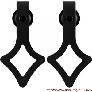 GPF Bouwbeslag ZwartWit GPF0611.61 schuifdeurhanger set Ruutu mini voor extra deur zwart - A21019941 - afbeelding 1