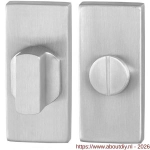 GPF Bouwbeslag RVS GPF0911.01 toiletgarnituur rechthoekig 70x32 mm stift 5 mm grote knop RVS geborsteld - A21008309 - afbeelding 1