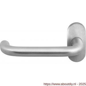 GPF Bouwbeslag RVS 1006.09-04L GPF1006.04L Hoa deurkruk gatdeel op ovaal rozet 70x32x10 mm linkswijzend RVS geborsteld - A21009971 - afbeelding 1