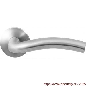 GPF Bouwbeslag RVS 1010.09-00R GPF1010.00R Kui deurkruk gatdeel op rond rozet RVS 50x8 mm rechtswijzend RVS geborsteld - A21009983 - afbeelding 1
