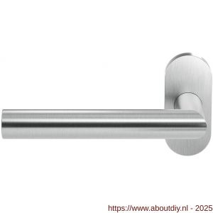 GPF Bouwbeslag RVS 1015.09-04L GPF1015.04L Toi deurkruk gatdeel op ovaal rozet RVS 70x32x10 mm linkswijzend RVS geborsteld - A21009989 - afbeelding 1