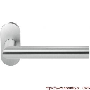 GPF Bouwbeslag RVS 1015.09-04R GPF1015.04R Toi deurkruk gatdeel op ovaal rozet RVS 70x32x10 mm rechtswijzend RVS geborsteld - A21009990 - afbeelding 1