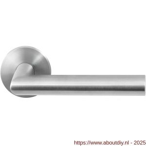 GPF Bouwbeslag RVS 1020.09-00R GPF1020.00R Mai deurkruk gatdeel op rond rozet RVS 50x8 mm rechtswijzend RVS geborsteld - A21010003 - afbeelding 1