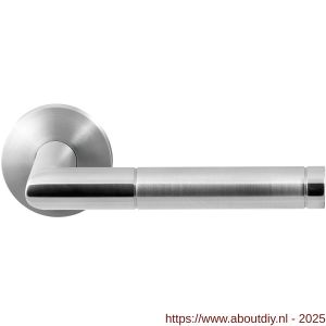 GPF Bouwbeslag RVS 1040.09/49-00 GPF1040.00 Kohu Duo deurkruk op rond rozet 50x8 mm RVS geborsteld-RVS gepolijst - A21013815 - afbeelding 1