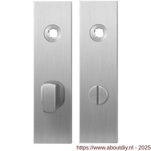 GPF Bouwbeslag RVS 1100.15 WC63/8 groot kortschild rechthoekig enkelverend 169x46x8,5 mm WC63/8 grote knop RVS geborsteld - A21003920 - afbeelding 1