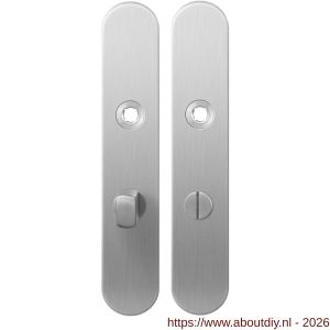 GPF Bouwbeslag RVS GPF1100.20 WC63/8 normaal langschild afgerond enkelverend 218x40x8,5 mm WC63/8 normale deurknop RVS geborsteld - A21004223 - afbeelding 1