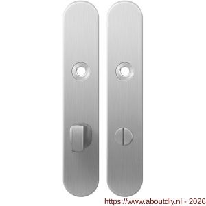 GPF Bouwbeslag RVS GPF1100.20 WC72/8 groot langschild afgerond enkelverend 218x40x8,5 mm WC72/8 grote deurknop RVS geborsteld - A21004307 - afbeelding 1