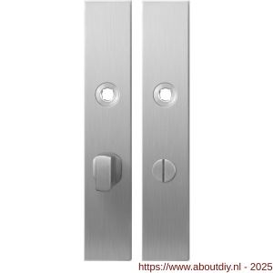 GPF Bouwbeslag RVS GPF1100.25 WC63/8 groot langschild rechthoekig enkelverend 218x40x8,5 mm WC63/8 grote deurknop RVS geborsteld - A21004299 - afbeelding 1