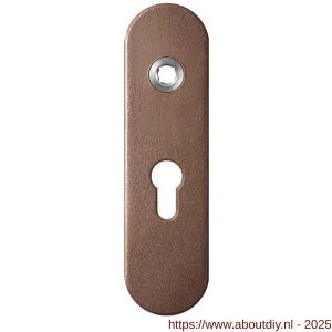 GPF Bouwbeslag Anastasius 1110.A2L PC55 deurkruk gatdeel linkswijzend kortschild afgerond 169x46x8,5 mm PC55 Bronze blend - A21012450 - afbeelding 1