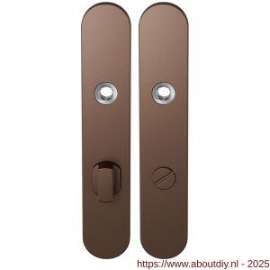 GPF Bouwbeslag Anastasius 1120.A2 WC72/8 groot langschild afgerond enkelverend 218x40x8,5 mm WC72/8 grote knop Bronze blend - A21011131 - afbeelding 1